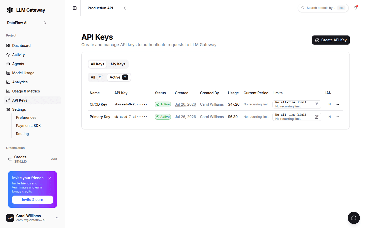 DigitSpace API keys management